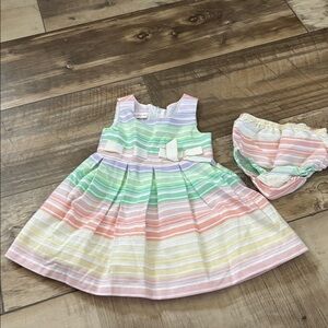 Bonnie Baby Pastel Striped Dress with Bloomers